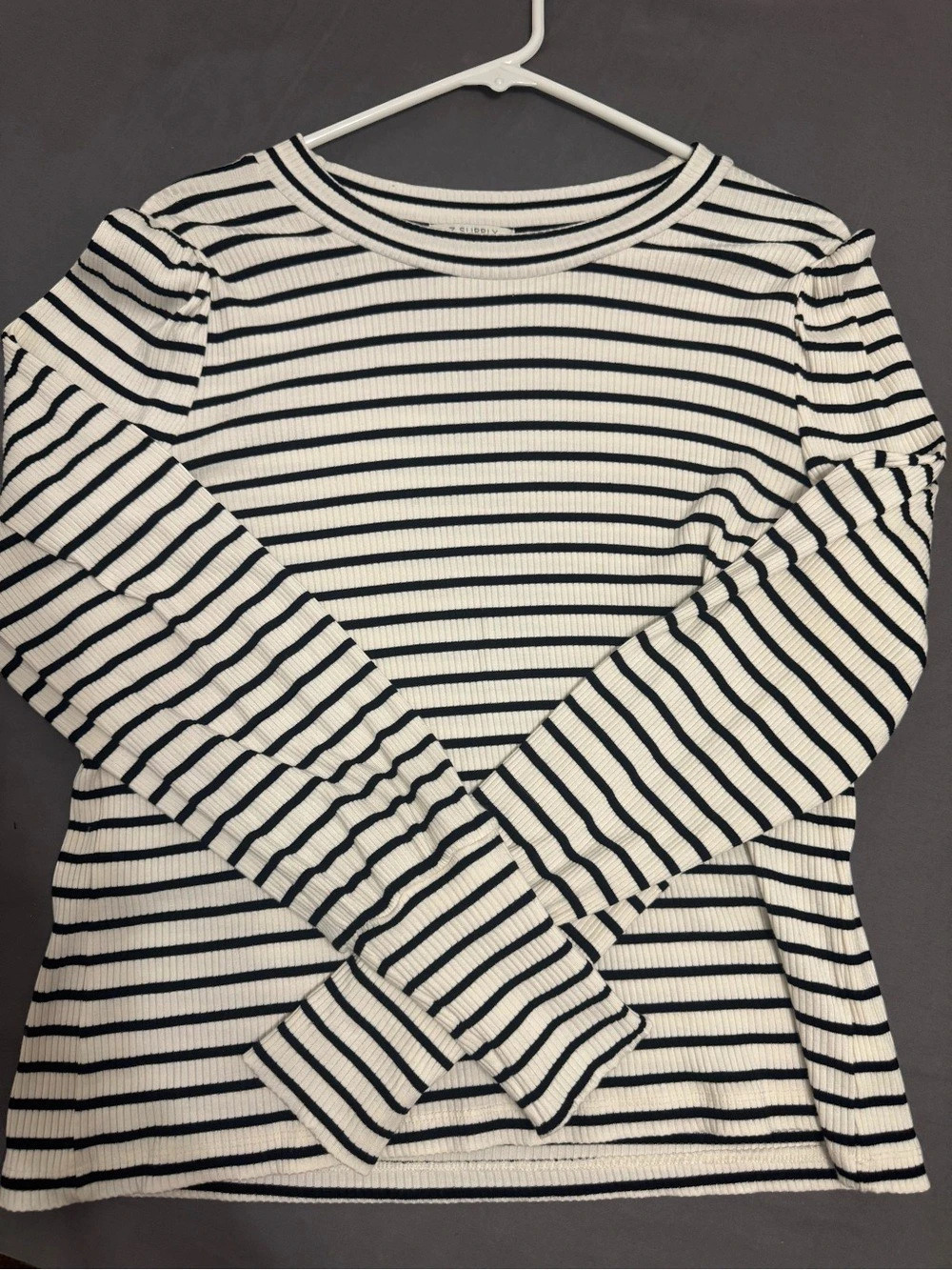 Z Supply Striped Crew Neck Sweater Black & White Size Large